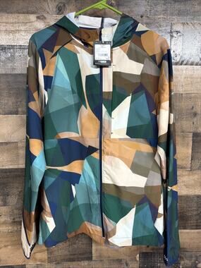 DSG Men’s Size S Full Zip Run Jacket Dark Green Shapes NWT SKU 012